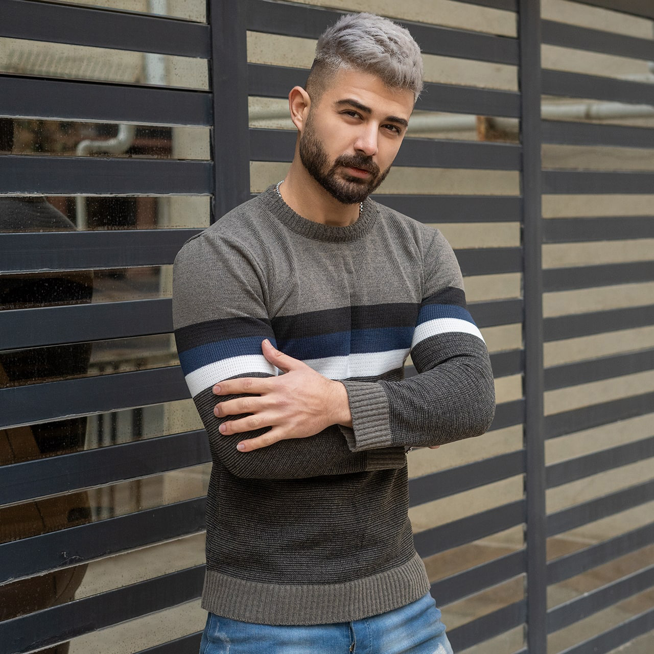 پلیور مردانه خاکی مدل MISHA