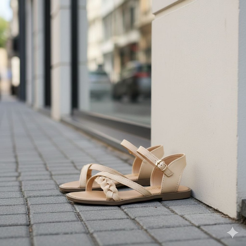 صندل دخترانه کرم مدل alma