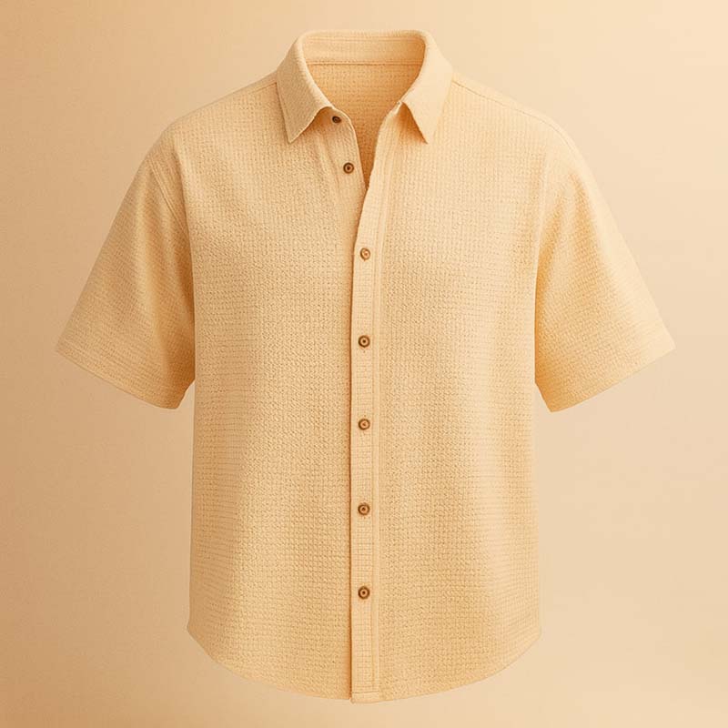 پیراهن مردانه باکسی سوزنی کرم