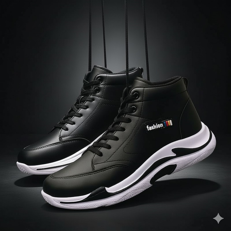 کفش ساقدار مردانه مشکی مدل EMTO