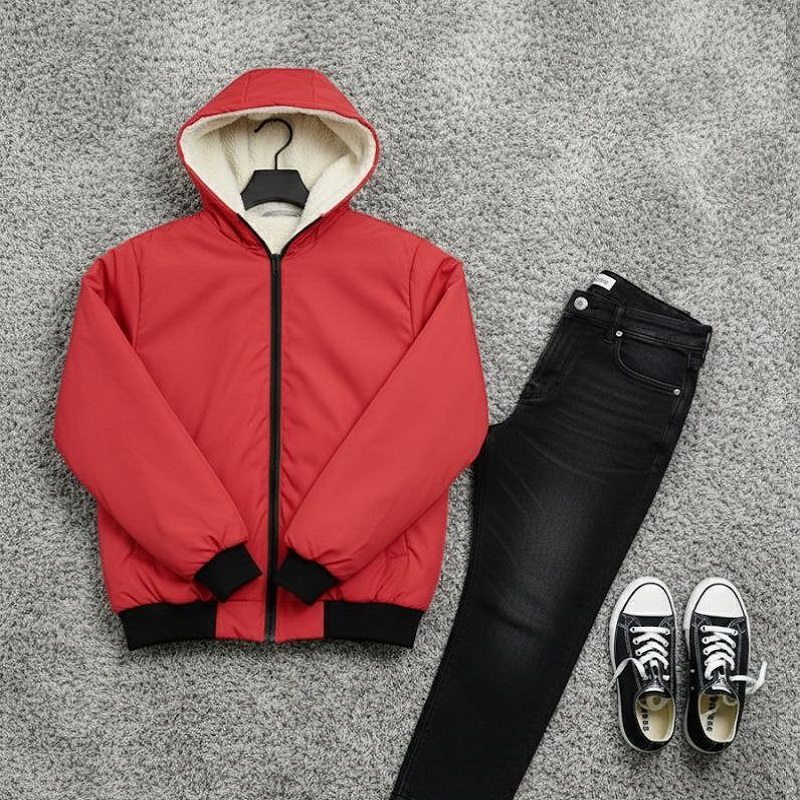 کاپشن ضدآب داخل خزتدی-قرمز