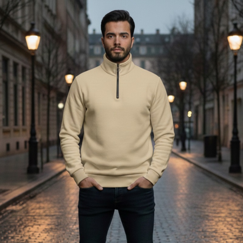 دورس مردانه نیم زیپ مدل Behbod-کرم